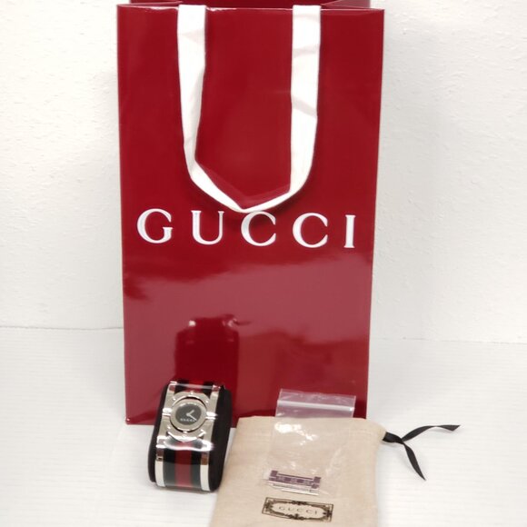 Gucci 112 23mm Unisex Black/Reds Watch lux786-101025 - Picture 16 of 16